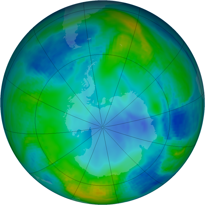 Antarctic ozone map for 25 May 1987